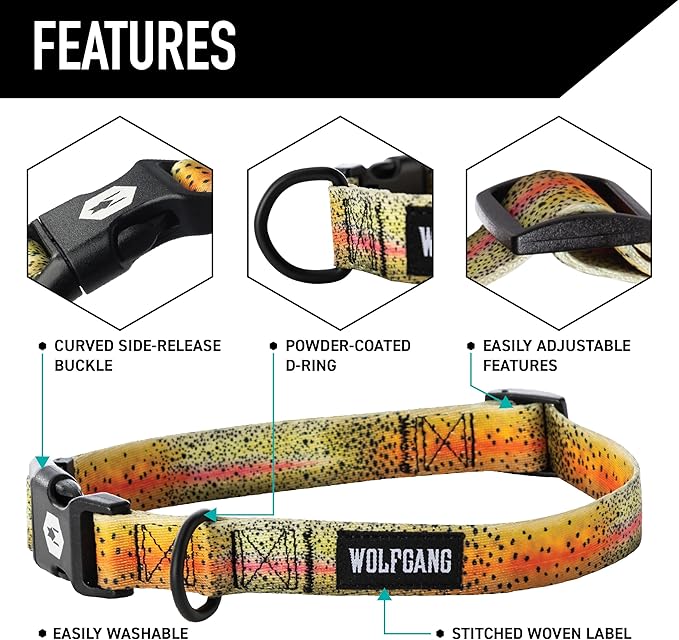 Wolfgang Heavy Duty Martingale Dog Collar with Quick Release Nylon Buckle for Walking & Training, CutBow Print, Small