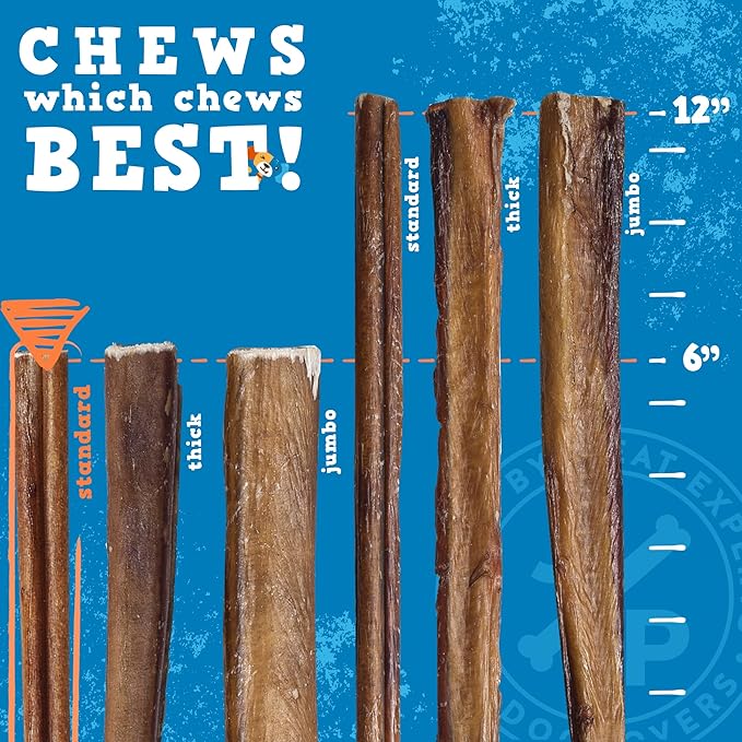 Jack&Pup 6 Inch Standard Bully Sticks for Small and Medium Dogs (7 Pack) Single Ingredient Dog Chew Bully Stick