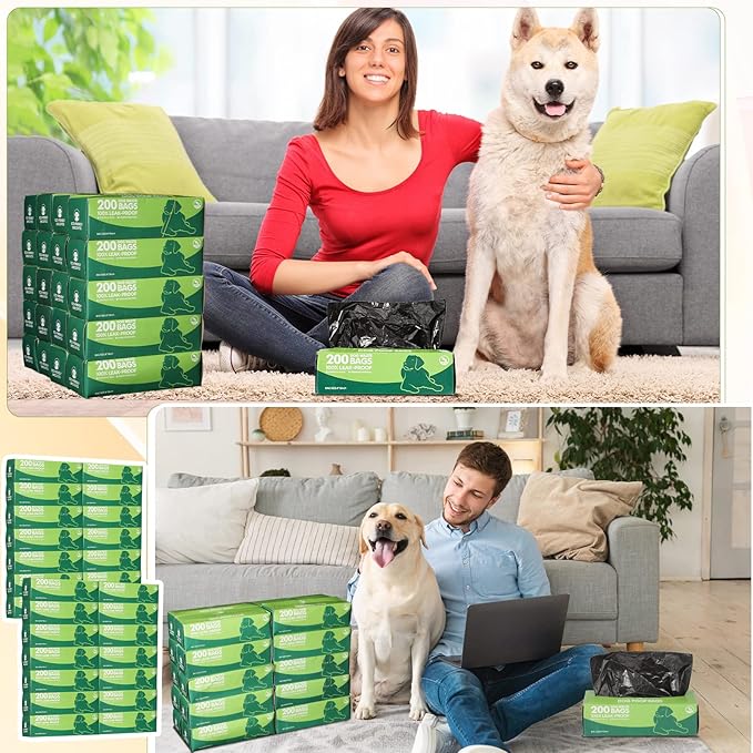 Sherr 50 Rolls Dog Waste Bags 10000 Count Dog Trash Bags Leak Proof Pet Doggie Poop Roll Waste Thick Plastic Bag for Home Park Outdoor Travel Pet Supplies(Black)