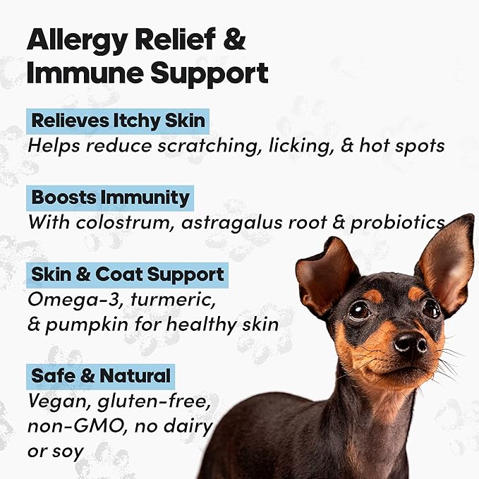 Giarcidia Allergy Relief & Immune Support Chews for Dogs – 90 Soft Chews, Chicken Flavor – Seasonal Itch, Skin, Paw Licking, Hot Spots – Dog Allergy Supplement
