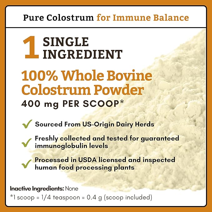 Wholistic Pet Organics Bovine Colostrum Powder - 1 Oz - Seasonal Dog Allergy Relief - Itch Relief for Dogs - Natural Anti Itch Supplement for Dogs - Made in USA - Alternative to Dog Allergy Chews