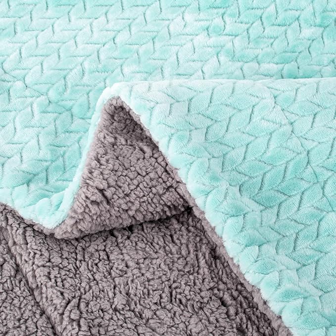 Fuzzy Blanket or Fluffy Blanket for Baby Girl or boy, Soft Warm Cozy Coral Fleece Toddler, Infant or Newborn Receiving Blanket for Crib, Stroller, Travel, Outdoor (32" x 40", MD-Aqua Green)