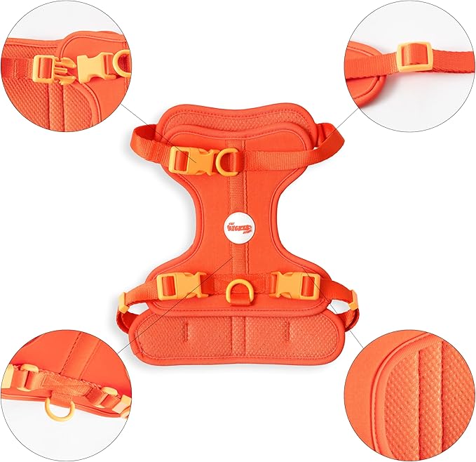 HNS1002A Arlo Medium Adjustable Soft Padded No Pull Pet Harness with 3 Buckles and 3 Leash Clips, Aperol