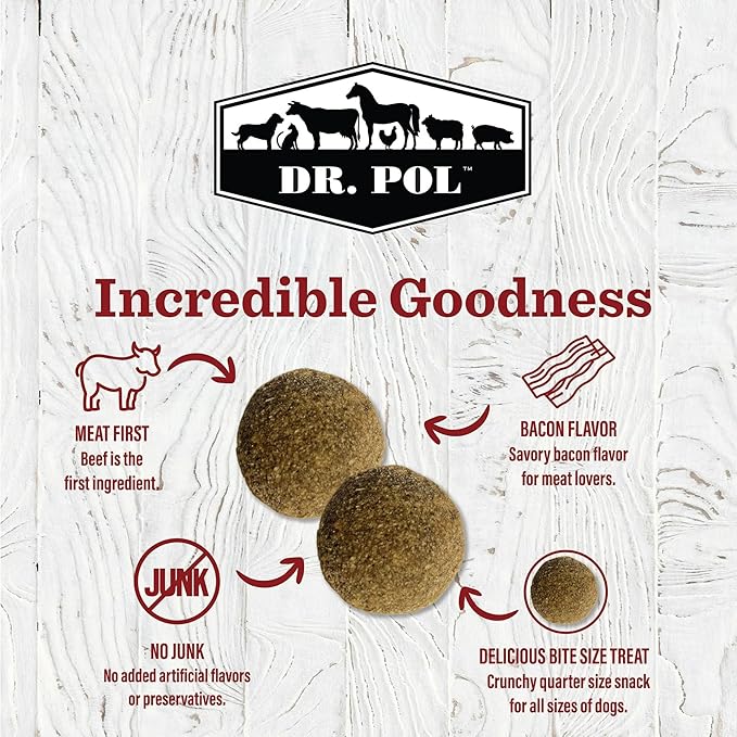 Dr. Pol Healthy All Natural Dog Treats - Incredi-Pol Gourmet Pet Treat Pack Made in USA, Baked Puppy Training Biscuits for Large or Small Dogs, Corn-Free, Bacon Cheeseburger, 12oz x4