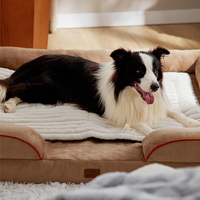 Bedsure Self Warming Dog Bed for Large Dogs, Self Heating Dog Crate Pad, Thermal Extra Warm Puppy Mat Indoor, Non-Slip & Washable, Not Electric, 35" x 23", White