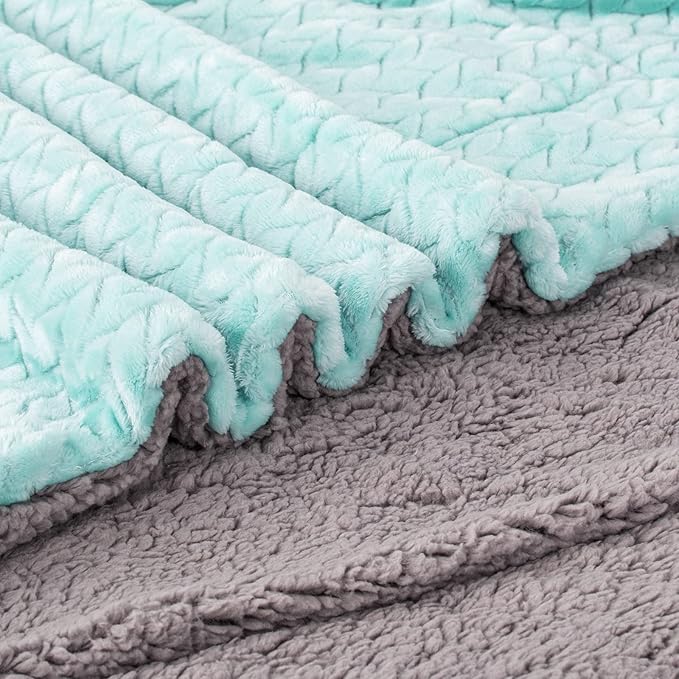Fuzzy Blanket or Fluffy Blanket for Baby Girl or boy, Soft Warm Cozy Coral Fleece Toddler, Infant or Newborn Receiving Blanket for Crib, Stroller, Travel, Outdoor (32" x 40", MD-Aqua Green)