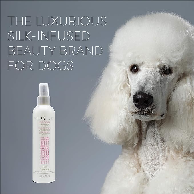 BioSilk for Dogs Silk Therapy Detangling Plus Shine Protecting Mist for Dogs | Best Detangling Spray for All Dogs & Puppies for Shiny Coats and Dematting | 8 Oz - Pack of 2,white