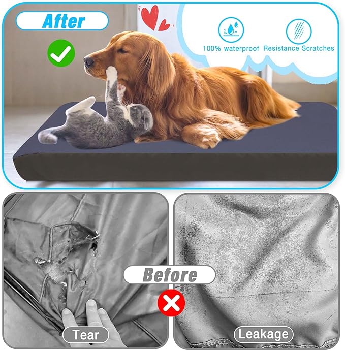 Dog Bed Covers Replacement Washable 100% Waterproof Dog Bed Sheets, Soft & Noiseless Pet Bed Cover, 2 Pack, 30" x 20" Blue