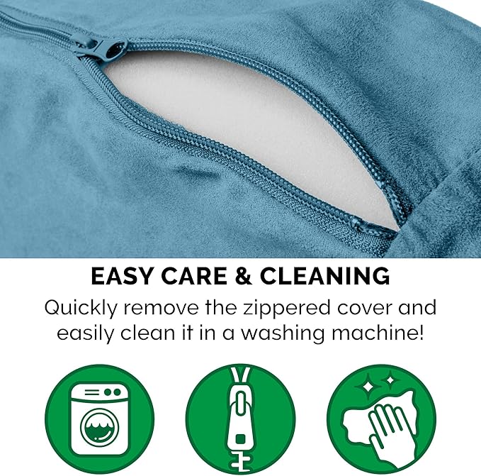 Furhaven 26" Round Cooling Gel Dog Bed for Medium/Small Dogs w/ Removable Washable Cover, For Dogs Up to 30 lbs - Sherpa & Suede Snuggery - Blue, 26-inch