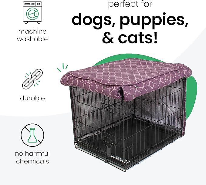 Molly Mutt Royals Dog Crate Cover, 100% Cotton Canvas Cover with 2 Roll-Up Panels, Ideal for Dog or Cat Crate, Durable, Washable, and Free of Harmful Chemicals, 36" x 24" x 27"