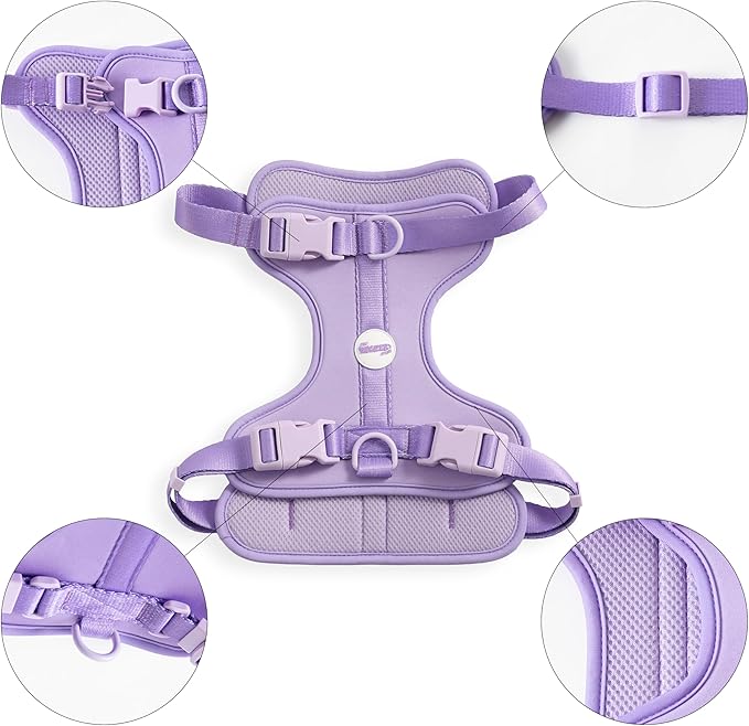 HNS1003H Arlo Large Adjustable Soft Padded No Pull Pet Harness with 3 Buckles and 3 Leash Clips, Bramble