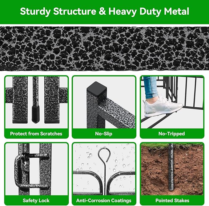 Dog Fence Outdoor 12 Piece Panels 47" Height, Square Steel Pipe with Reinforced Crossbars, Anti-Rust Heavy Duty Dog Playpen with Doors Portable for Yard RV Camping, Total 27FT, 57 Sq.ft, Snowy Black