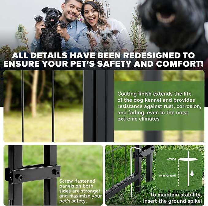 Vagger 4x4x5FT Outdoor Dog Kennel for Large Dogs,Extra Large Welded Wire Fence Playpen for Outside,Newly Upgraded Security Door Lock and Panel Connector/UV-Resistant Waterproof Roof Cover