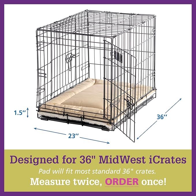 Pet Dreams Dog Crate Pad - Washable Kennel Mat, Crate Pads for Dog Cages, Non-Toxic, Flat Indoor Cat Bed, Fits iCrate 18, 24, 30, 36, 42, 48 Inches (Denim, Large, 36")