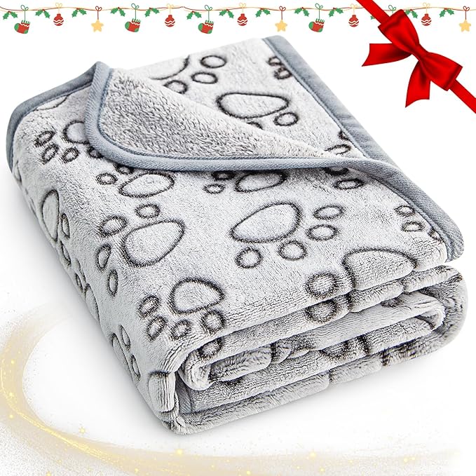 Stuffed® Premium Soft Dog Blanket Washable, 40"x32" Cat Blanket for Indoor Cats Large Medium Small Dog Puppy Essentials (Grey)