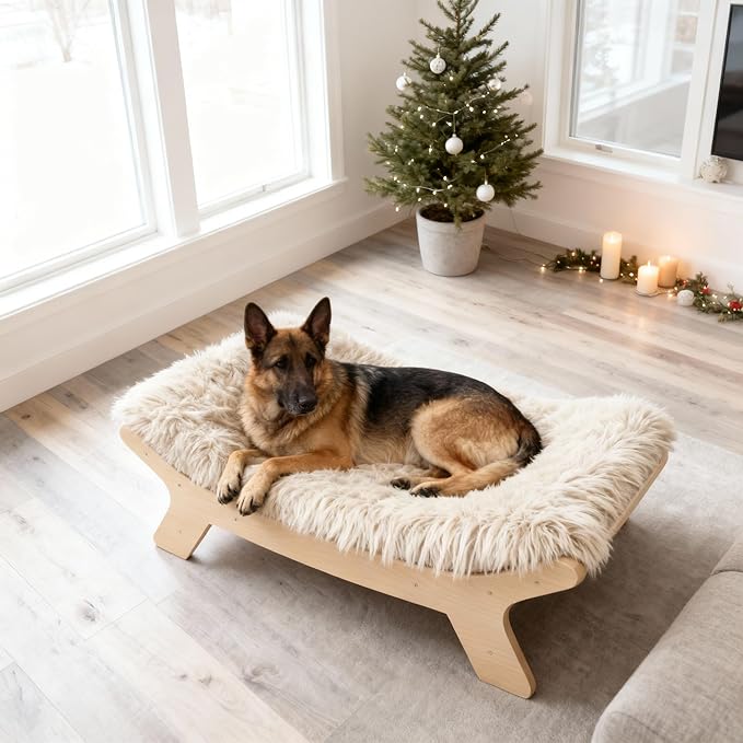 Extra Large Sized Elevated Dog Bed with Washable Cover, Natural XL Up to 90lbs
