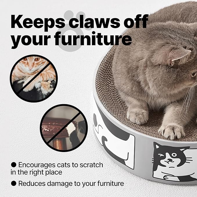 Cat Scratcher Bed – 16.5" x 13" Premium Scratch Lounge Bed Made from Recycled Corrugated Cardboard, Oval Cat Couch with Natural Catnip for Indoor Cats, Scratching Bed for Kitty, Protect Furniture