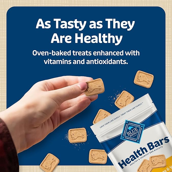 Blue Buffalo Health Bars Crunchy Dog Biscuits, Oven-Baked Dog Treats Made with Natural Ingredients, Bananas & Yogurt, 16-oz Bag