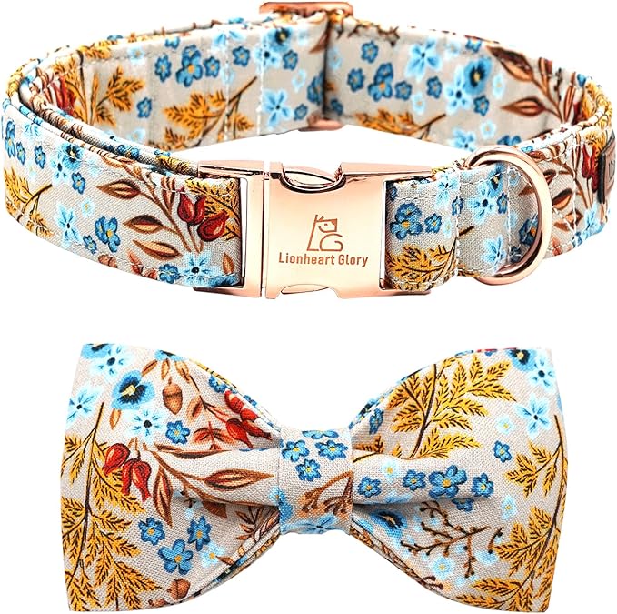 Lionheart glory Premium Dog Collars, Bowtie Dog Collar, Heavy Duty Adjustable Fall Dog Collar X-Small Puppy Maple Leaf Dog Collars, Collar Dog Bow