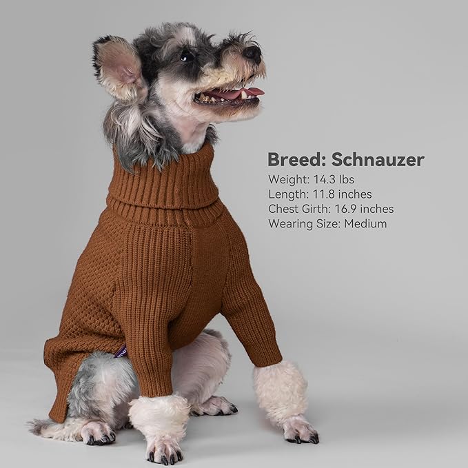 cyeollo 3XL Dog Sweaters for Large Dogs Boy, Stretchable & Cozy Warm Knit Doggy Sweater with Sleeves Turtleneck Fall Winter Cold Weather Big Dog Clothes Like Doberman Labrador, Brown XXXL