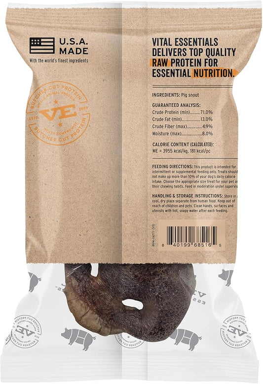 Vital Essentials Freeze-Dried Raw Pig Snout Dog Treat & Long-Lasting Natural Chew, 1-Pack | Single Ingredient Dog Treat for Aggressive Chewers | Made in USA