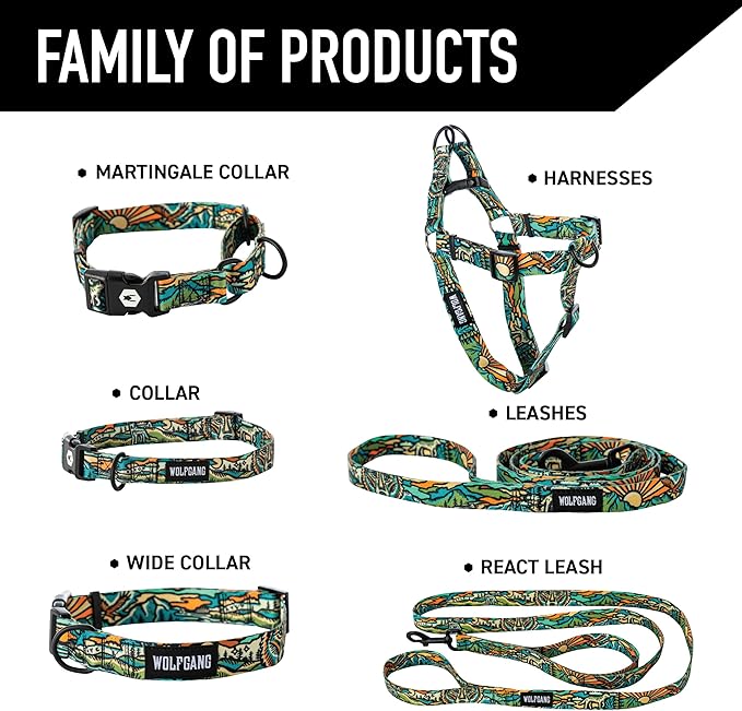 Wolfgang Heavy Duty, Adjustable Dog Collar with Quick Release Nylon Buckle for Walking & Training, WildWolf Print, Small