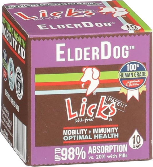Licks - ElderDog - Senior Dog Vitamins and Supplements - LiquiPaks - 10 Use