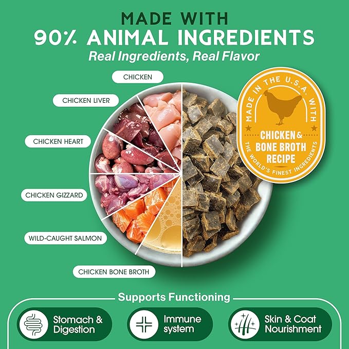 Farmland Traditions Dogs Love Chicken Jerky Dog Treats (3 lb) & The Good List Air-Dried Dog Food with Chicken & Bone Broth (1 lb) Bundle, High-Protein & Grain-Free
