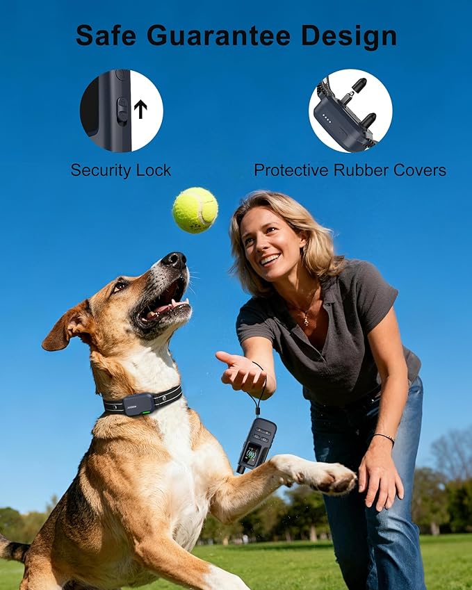Jugbow Dog Shock Collar - 4200FT Dog Training Collar with Remote, IPX8 Waterproof Electric Dog Collar with 4 Training Modes, Security Lock, Rechargeable eCollar for 10-120lbs Dogs(Blue)