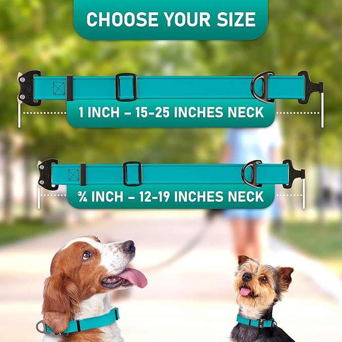 Biothane Dog Collar with Cobra Buckle - Made in USA - QR Code Dog Tag ID Included - Adjustable Heavy Duty Dog Collars for Medium Large Dogs - Waterproof Military Grade Tactical Collar for Dogs