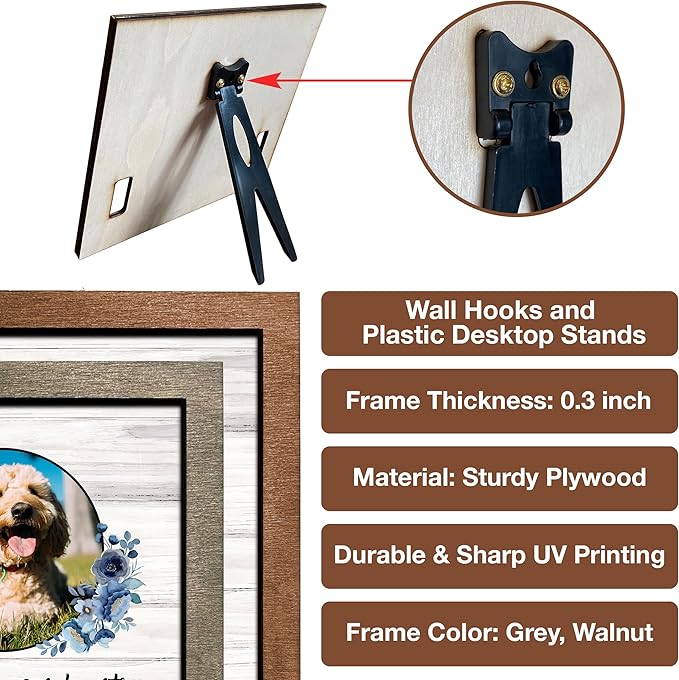 Personalized Dogs Picture Frame Dogs Collar Keepsake Bereavement Gift Pet Picture Frame Cat Heaven Sympathy Gifts for Christmas Memorial Plaques Pet Loss