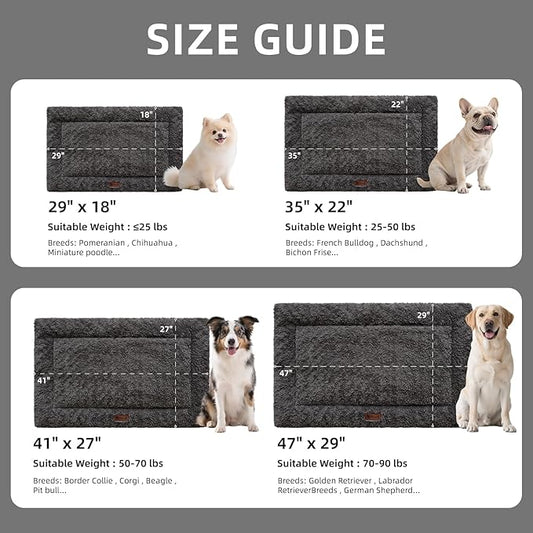 Fluffy Reversible Dog Bed Mat - Ultra Soft & Machine Washable Dog Crate Pad fit for Metal Kennel, Cozy Sleeping Mat, 35" x 22", Dark Gray