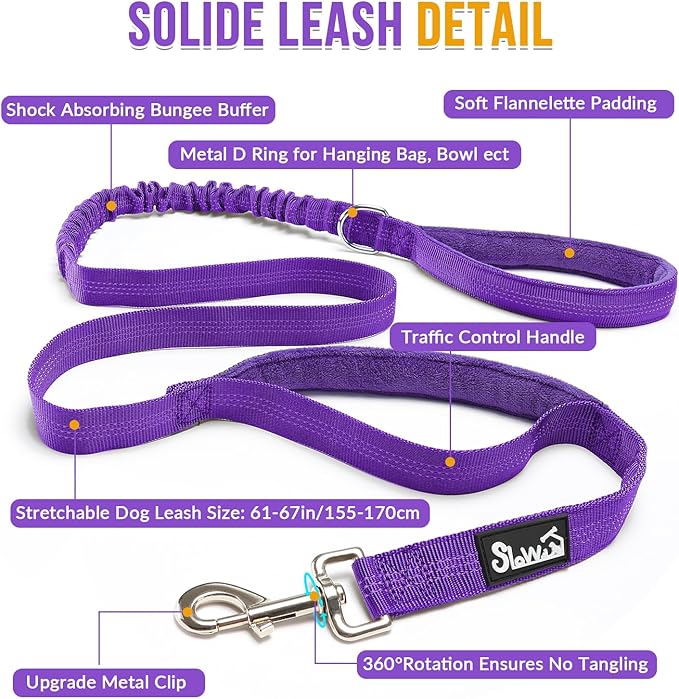 SlowTon No Pull Dog Harness - Heavy Duty Dog Harness and Leash Set for Medium Large Dogs, Reflective Tactical Harness with Soft Padded and Front Clip for Easy Walk and Training (PU, XL)