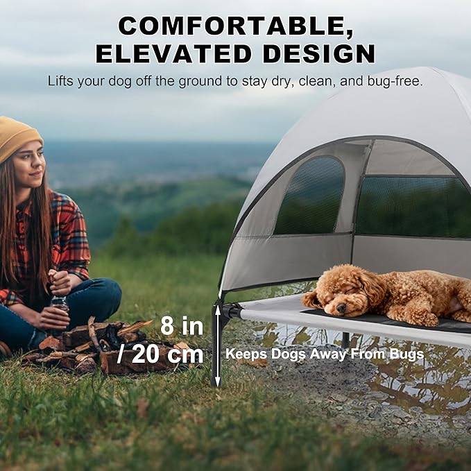 Small Dog Tent with Removable Canopy, Portable Outdoor Pet Shelter for Dogs up to 30 Lbs, UV Shade, Waterproof & Breathable for Travel or Backyard Use