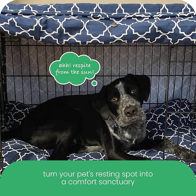 Molly Mutt Romeo & Juliet Dog Crate Cover, 100% Cotton Canvas Cover with 2 Roll-Up Panels, Ideal for Dog or Cat Crate, Durable, Washable, and Free of Harmful Chemicals, 36" x 24" x 27"