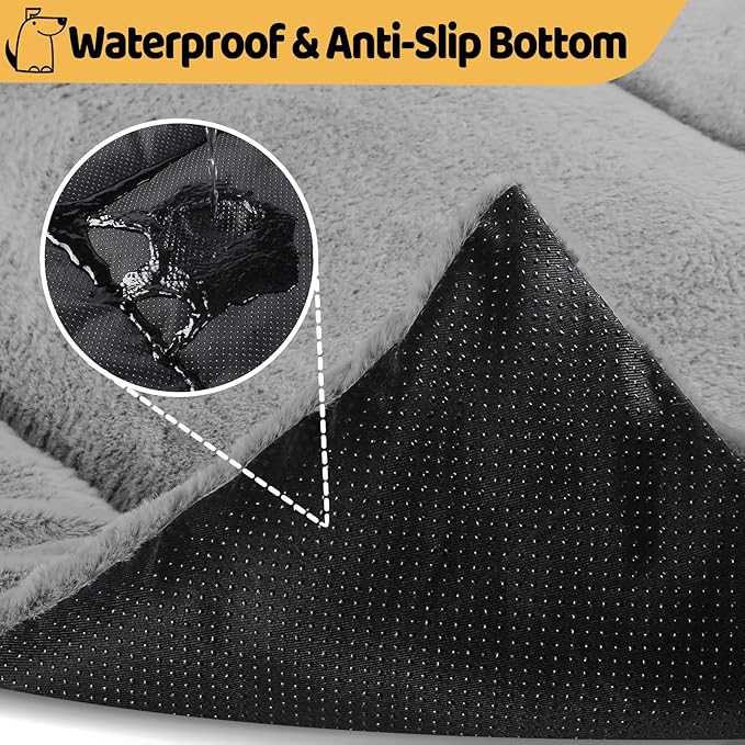 Dog Bed, Dog Crate Mat Washable, Ultra Soft & Anti-Slip Large Dogs Bed Crates & Kennels, Suitable for Dogs Up to 70 lbs, 36" x 23", Dark Grey