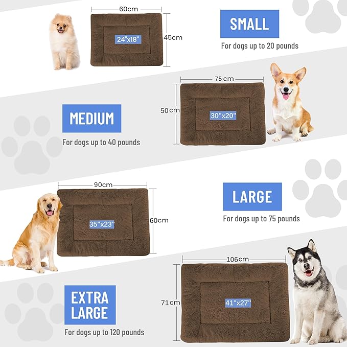 Dog Bed, Dog Crate Mat Washable, Ultra Soft & Anti-Slip S Dogs Bed Fit Dogs Crates & Kennels (Curry, 48.0" L x 30.0" W x 1.5" Th)