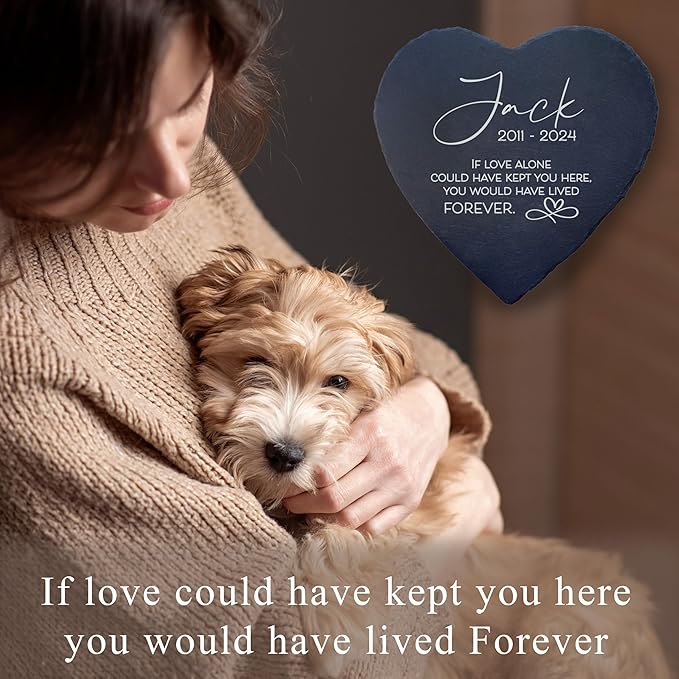 Dog Memorial Gifts for Loss of Dog, Cemetery Decorations for Grave, Pet Loss Sympathy Gift, Personalized Remembrance Garden Stone, Cat Lovers Heaven Grave Markers Bereavement Headstone (A06H)