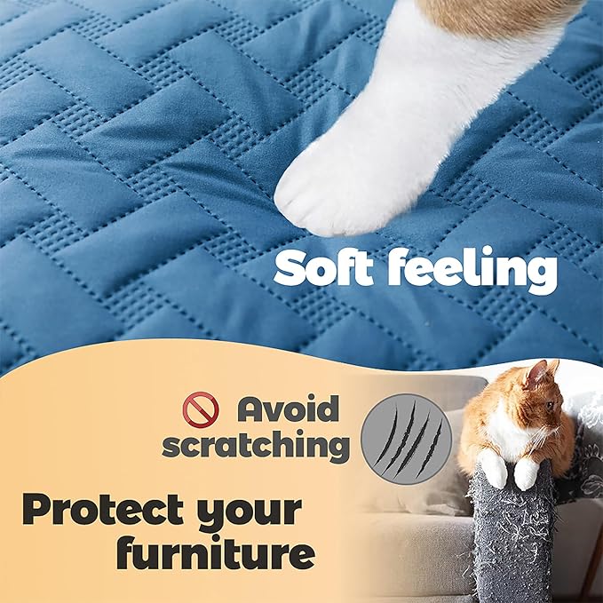 gogobunny 100% Double Sided Waterproof Dog Blanket Soft Pet Bed Cover Reversible Protect Furniture Couch Sofa Car for Puppy Cat Kids (Dark Blue/Light Blue, 82x120 Inch (Pack of 1))