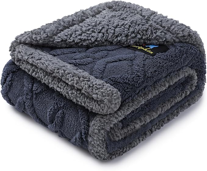 Luciphia Waterproof Pet Blanket, Liquid Pee Proof Dog Blankets for Sofa Bed Couch, Reversible Sherpa Fleece Furniture Protector Cover for Small Medium Large Dogs Cats,Dark Grey Medium（57" x 40"）