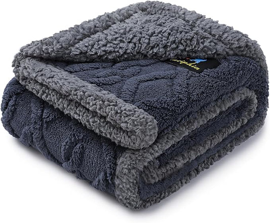Luciphia Waterproof Pet Blanket, Liquid Pee Proof Dog Blankets for Sofa Bed Couch, Reversible Sherpa Fleece Furniture Protector Cover for Small Medium Large Dogs Cats,Dark Grey Medium（57" x 40"）