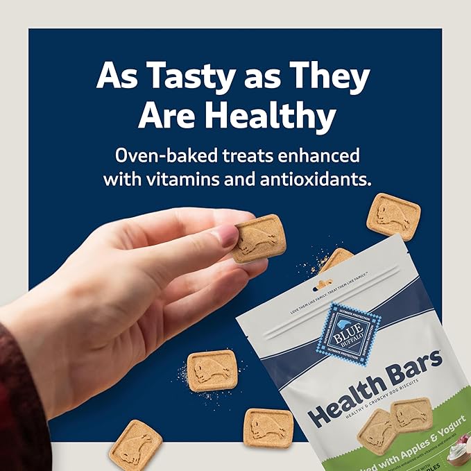 Blue Buffalo Health Bars Crunchy Dog Biscuits, Oven-Baked with Natural Ingredients, Apples & Yogurt, 16-oz Bag