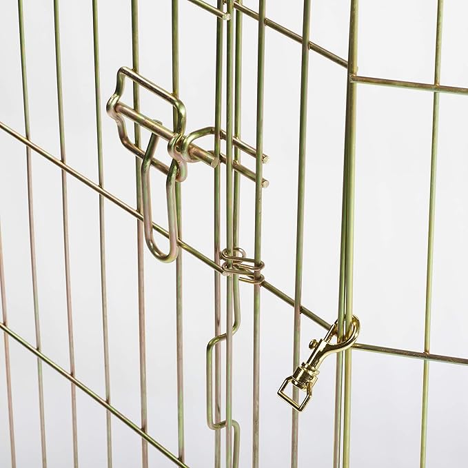MidWest Homes for Pets Folding Metal Puppy/Dog Exercise Pen, Indoor/Outdoor Playpen with Door, 16 Sq Feet of Play Space, 24-Inches Tall, Gold Zinc