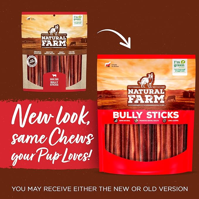 Natural Farm Odor-Free Braided Bully Sticks (12 Inch, 10 Pack) - 100% Grass-Fed Beef, Grain-Free, Low Fat & Fully Digestible Best Dental Treats - Safest Long Lasting Pizzle Chews to Keep Your Dog Busy