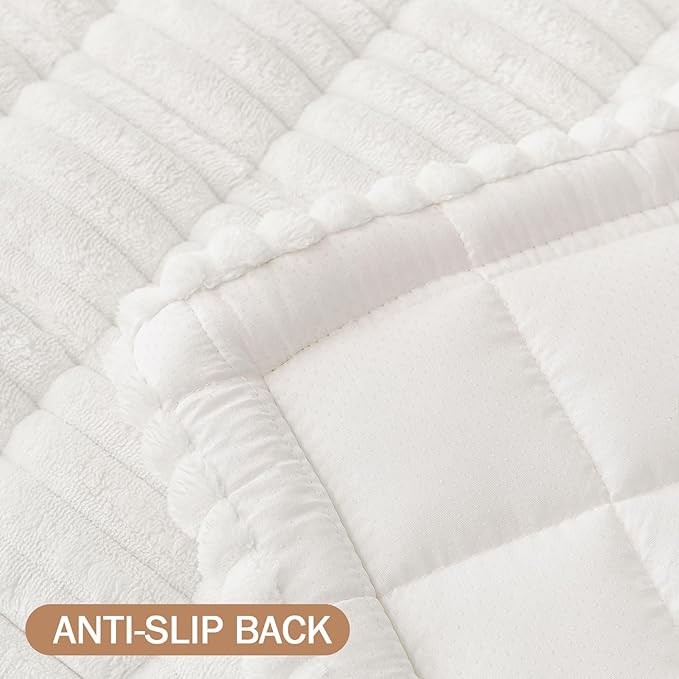 Smiry Couch Cover for Dogs Washable, Non Slip Fuzzy Pet Couch Covers for 3 Cushion Sofa Pet Friendly, Thick Soft Sofa Slipcovers Cushion Protector (White, 27.6" x 27.6")