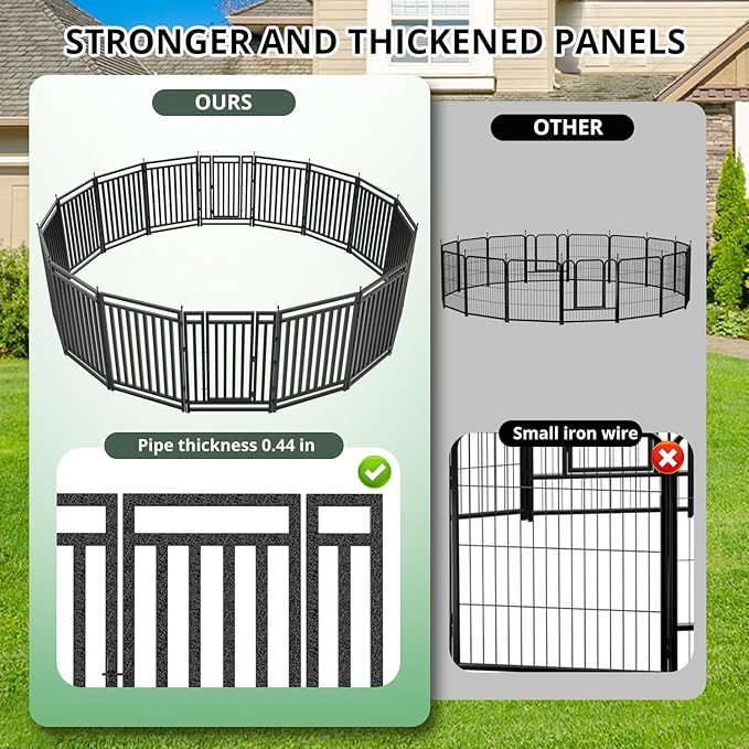 Dog Fence Outdoor for Yard Indoor Dog Playpen 40" Height 48 Panels Portable Dog Pen Metal Dog Kennel for RV Camping(Black-Silver)