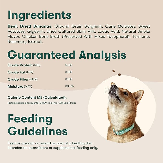 Jinx Beef & Banana Training Treats for Dogs and Puppies, Low-Calorie, All Natural, Slow-Smoked Real Beef, No Fillers 16oz