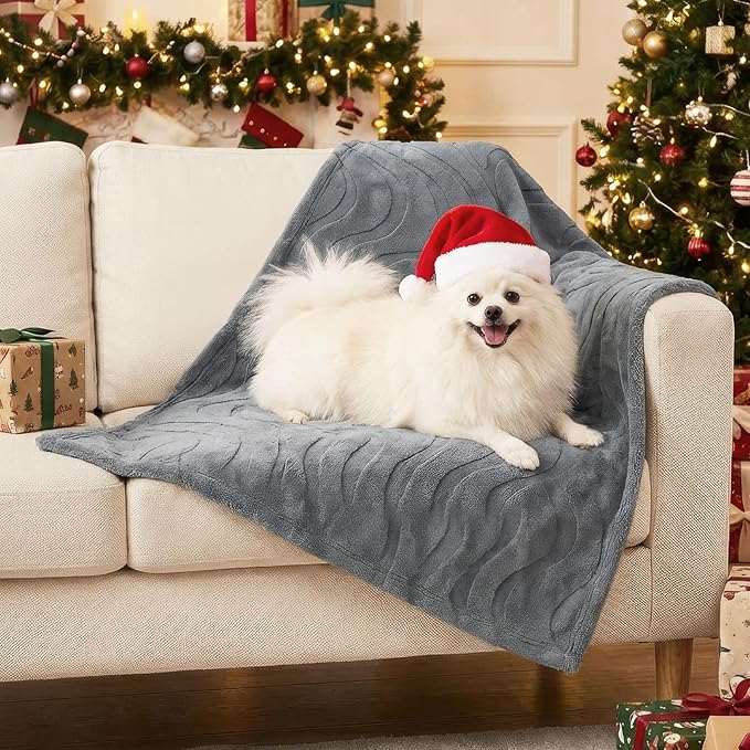 Waterproof Dog Blanket for Small Dog – Double Sided Washable Cat Puppy Blanket, Soft, Warm, Pet Throw Essentials, Grey M(40×28)"