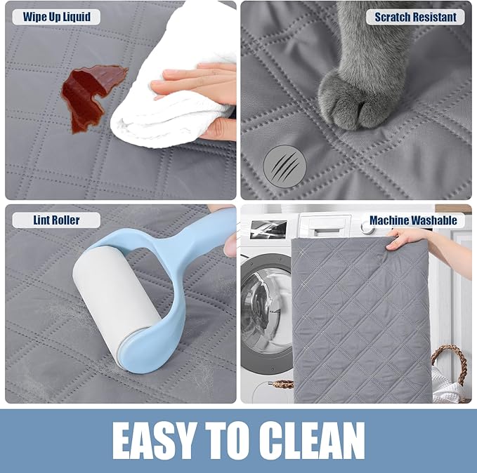 Smiry Waterproof Dog Bed Cover Pet Blanket, Soft Washable Dog Blanket for Furniture Bed Couch Sofa Reversible, Checkered (52"x82", Grey/Grey)
