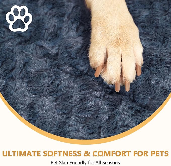 Dog Bed Mat Washable Reversible Dog Crate Pad Soft Fluffy Pet Kennel Beds with Anti-Slip Bottom Dog Cat Sleeping Mattress for Medium Large Dogs, 35x22x1.5 Inch, Gray